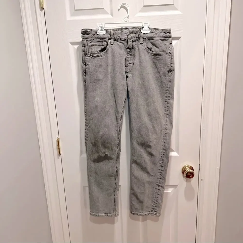 Bonobos Slim Grey Gray Mens Jeans 32 x 30 Casual Organic Cotton Blend Distressed